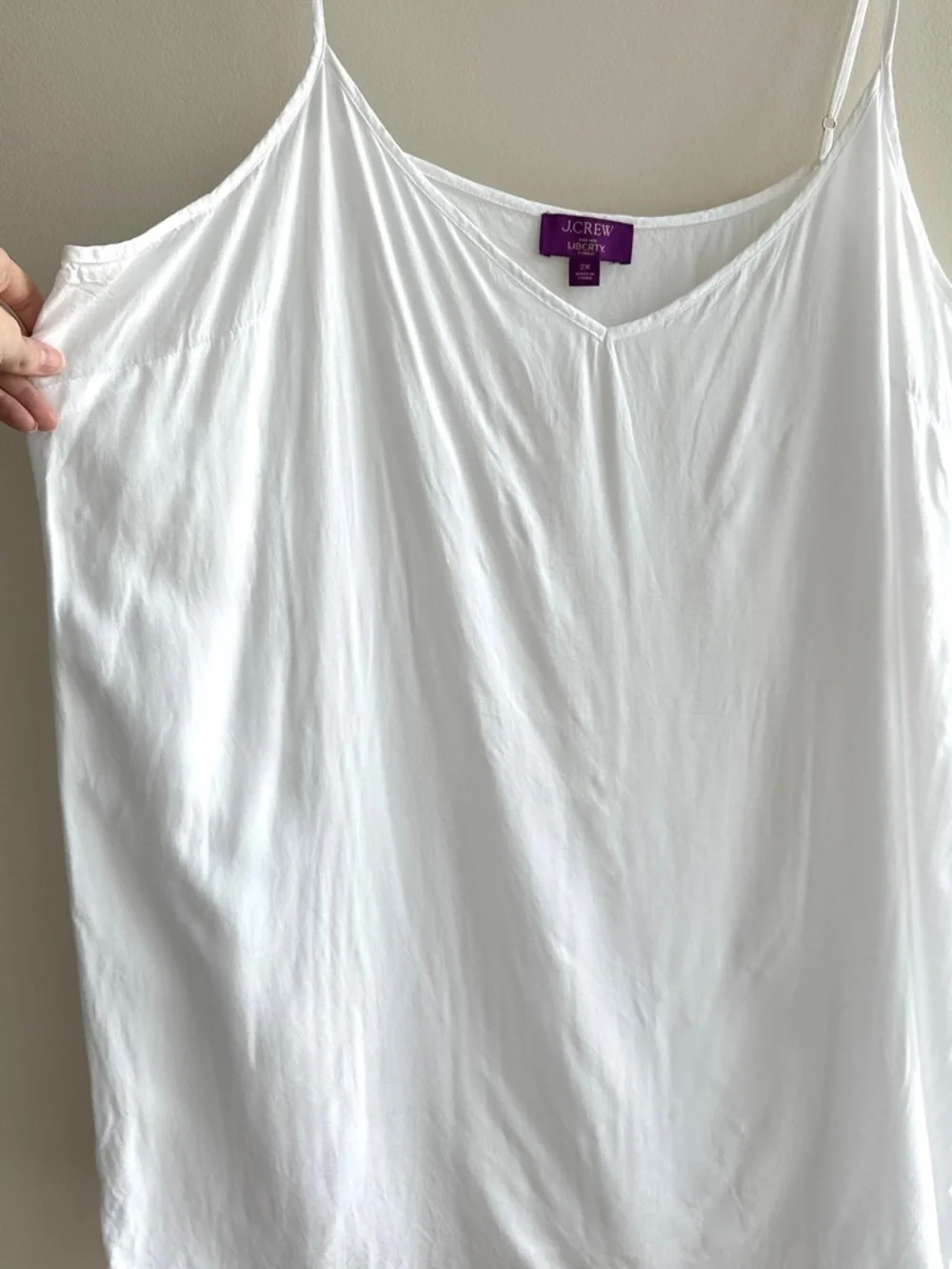 J. Crew Women’s White V-Neck Camisole Made with Liberty Fabric Shirt, Size 2X